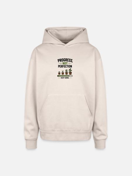 Progress Not Perfection Plant Growth - Oversized Hooded Sweatshirt - Sand