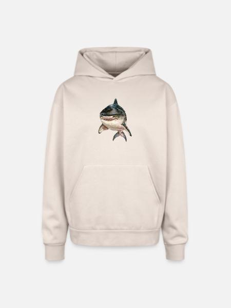 Tiger Shark - Oversized Hooded Sweatshirt - Sand
