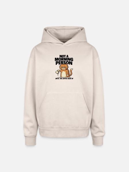 Grumpy Cat Coffee Pour - Oversized Hooded Sweatshirt - Sand
