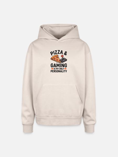 Pizza Arcade Pixel Joy - Oversized Hooded Sweatshirt - Sand