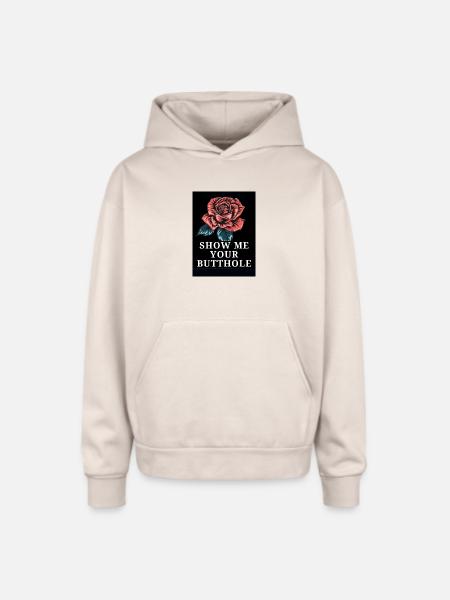 Rose Bold Text Statement - Oversized Hooded Sweatshirt - Sand