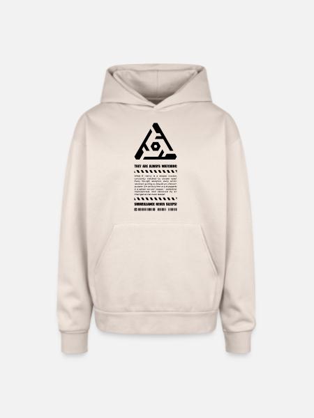 Surveillance Never Sleeps - Oversized Hooded Sweatshirt - Sand