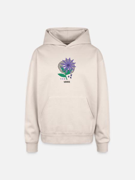 Bloom Code – Risograph Flower Art - Oversized Hooded Sweatshirt - Sand