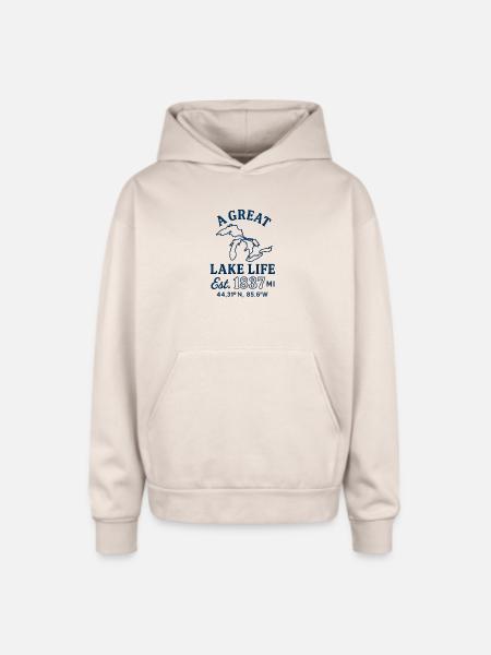 It's a Great Lake Life - Oversized Hooded Sweatshirt - Sand