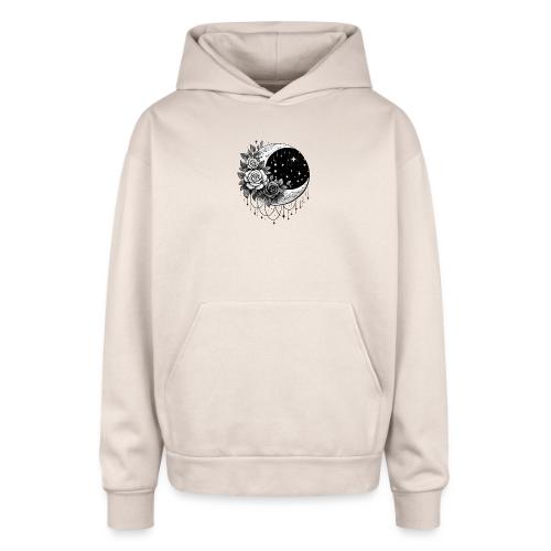 Crescent Moon Floral - Oversized Hooded Sweatshirt