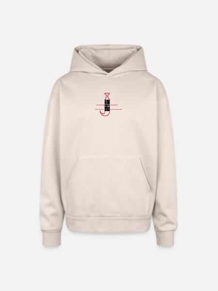 Neon Grid Microchip Icon - Oversized Hooded Sweatshirt - Sand