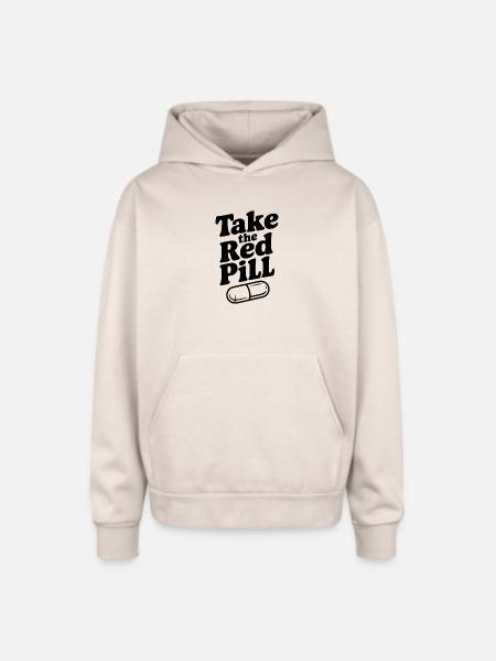 Take the Red Pill - Oversized Hooded Sweatshirt - Sand