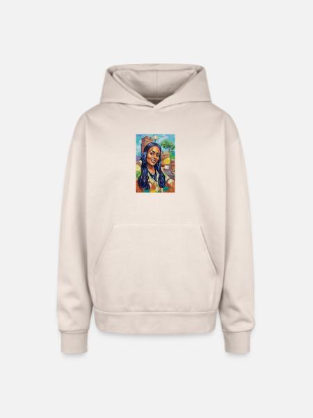 Bluehair City Portrait - Oversized Hooded Sweatshirt - Sand