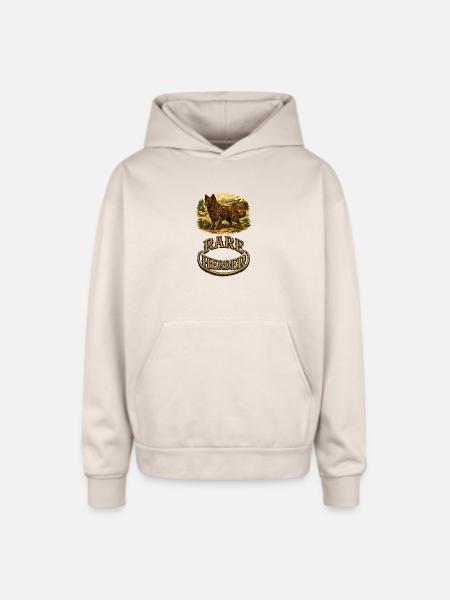 Rare Herder: Rustic Wolfdog Scene - Oversized Hooded Sweatshirt - Sand