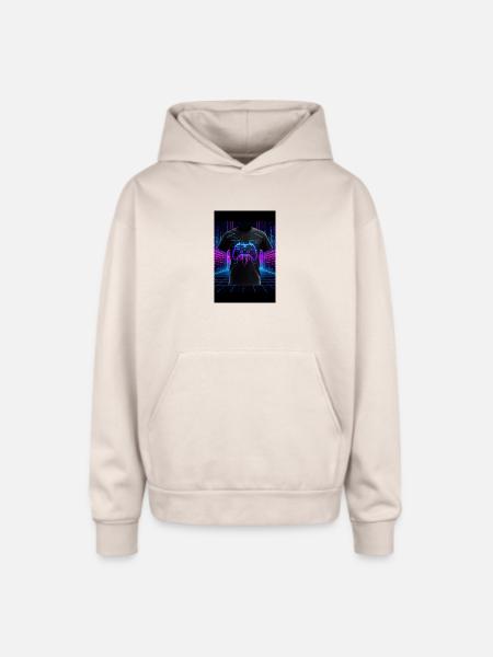 Neon Circuit Controller - Oversized Hooded Sweatshirt - Sand