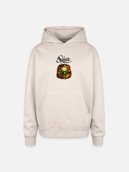 Emerald Draft in Rustic Tavern - Oversized Hooded Sweatshirt - Sand
