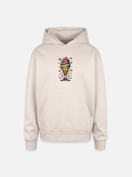 Cosmic Cone Creature - Oversized Hooded Sweatshirt - Sand
