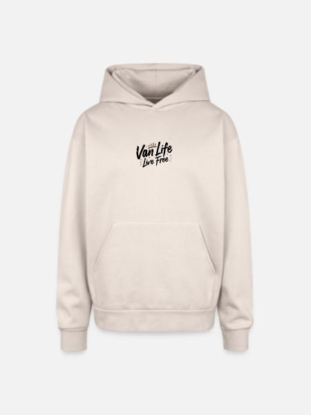 Van Life - Nocturnal Silhouette Sunburst - Oversized Hooded Sweatshirt - Sand