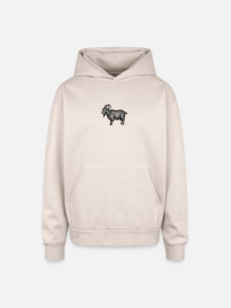 Midnight Nebula Goat - Oversized Hooded Sweatshirt - Sand