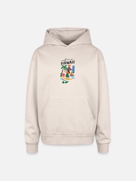 Hawaii Adventure Summer Tee - Oversized Hooded Sweatshirt - Sand