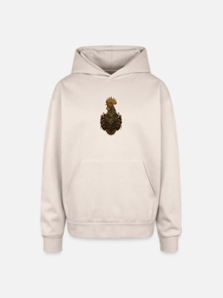 Golden ornate rooster art - Oversized Hooded Sweatshirt - Sand