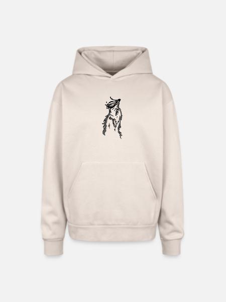 Lone Wolf Moonlit Silhouette - Oversized Hooded Sweatshirt - Sand