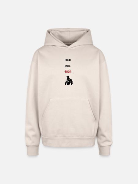 Mirror Red Glyphs - Oversized Hooded Sweatshirt - Sand