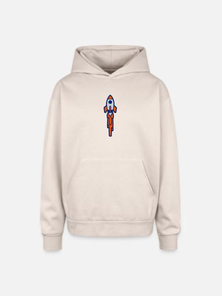 Launching Rocket Silhouette - Oversized Hooded Sweatshirt - Sand