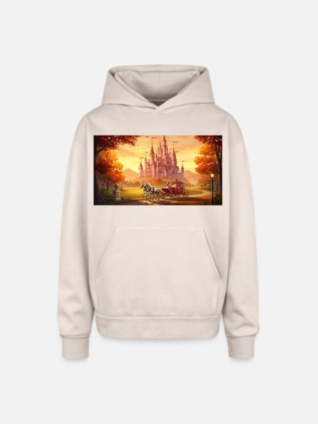 "A captivating digital painting - Oversized Hooded Sweatshirt - Sand