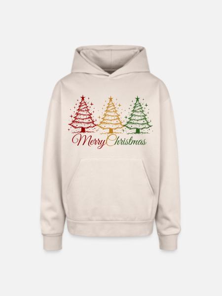 Christmas - Oversized Hooded Sweatshirt - Sand