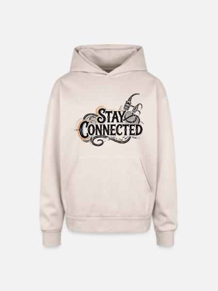 Stay Connected - Oversized Hooded Sweatshirt - Sand