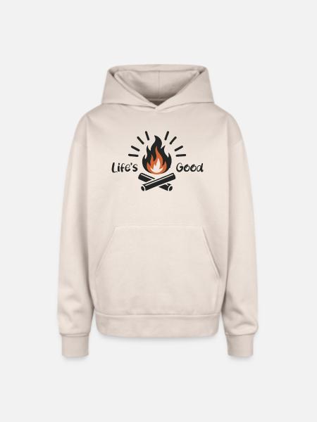 Life's Good - Oversized Hooded Sweatshirt - Sand