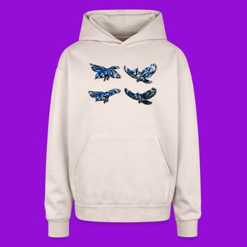 Silver Blue Jay Flight Stages - Oversized Hooded Sweatshirt