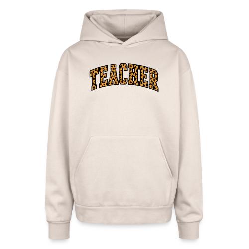 Leopard Print Teacher Typography - Oversized Hooded Sweatshirt