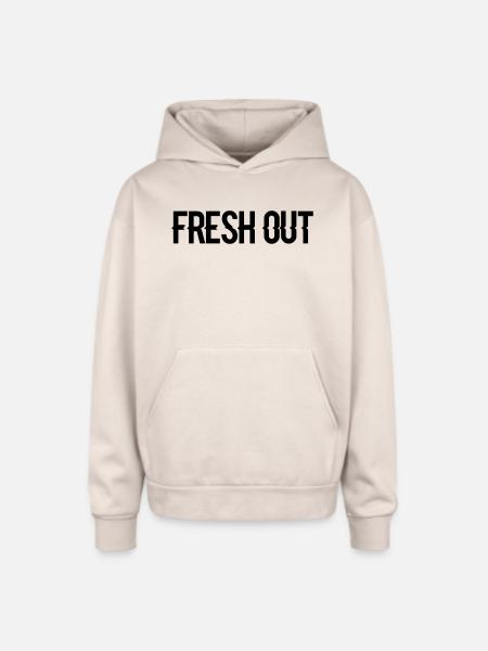 fresh out - Oversized Hooded Sweatshirt - Sand