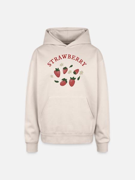 Strawberries - Oversized Hooded Sweatshirt - Sand