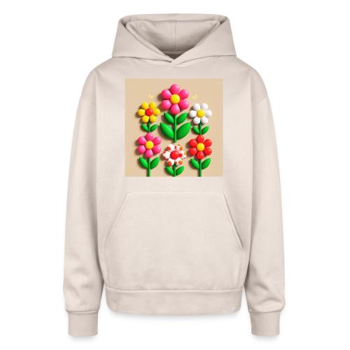 3D Flowers and Butterflies in Amber, Floral Design - Oversized Hooded Sweatshirt