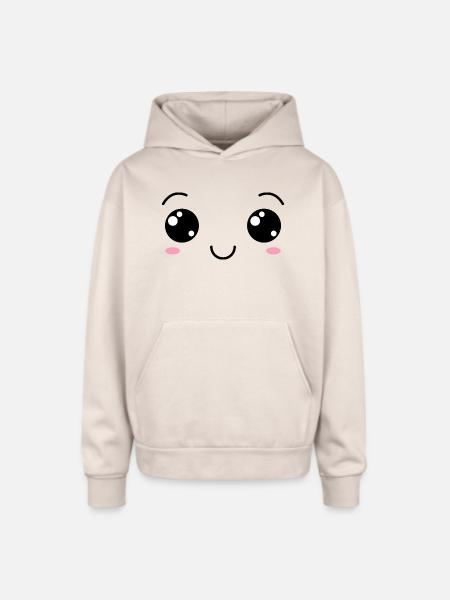 Happy Smile face - Oversized Hooded Sweatshirt - Sand