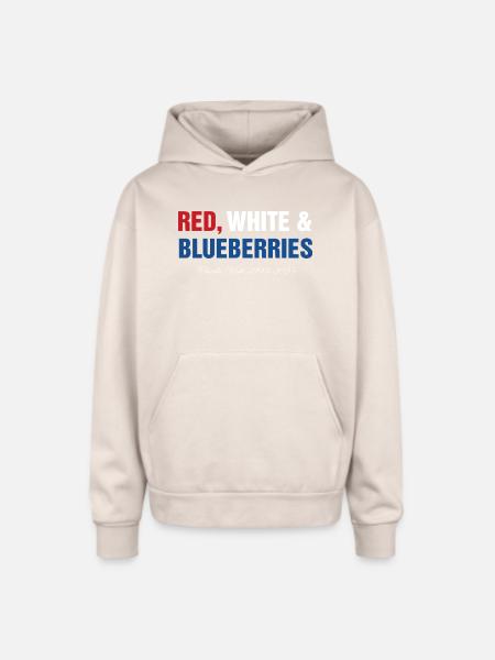 Red White Blueberries - Oversized Hooded Sweatshirt - Sand