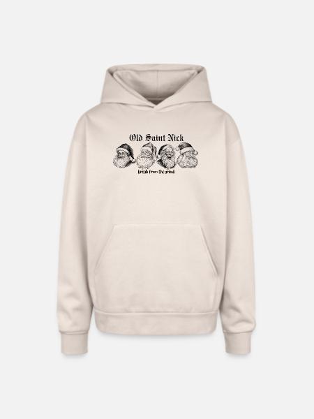 Old Saint Nick - Oversized Hooded Sweatshirt - Sand
