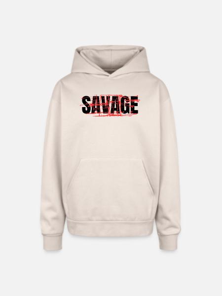 savage - Oversized Hooded Sweatshirt - Sand