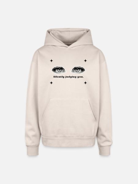 Twin Halftone Eyes - Oversized Hooded Sweatshirt - Sand