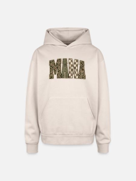 MAMI Camo Checkerboard - Oversized Hooded Sweatshirt - Sand
