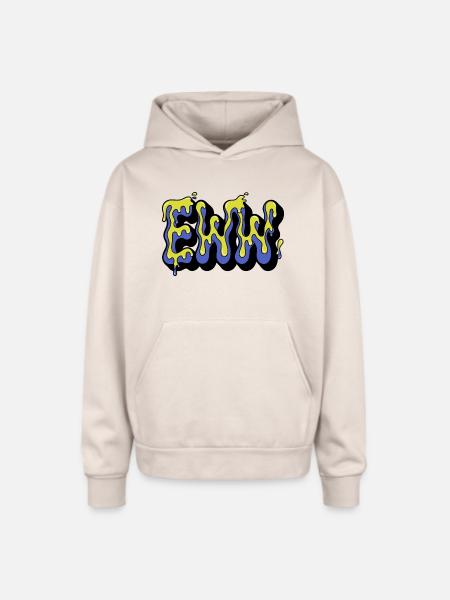 comic-speech-bubble--neon-slime-texture-inside- - Oversized Hooded Sweatshirt - Sand