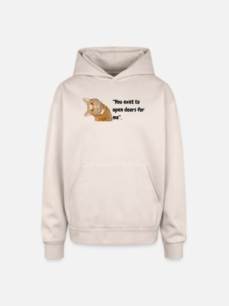 Peekaboo Orange Tabby - Oversized Hooded Sweatshirt - Sand