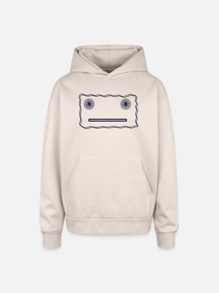 Happy Face - Oversized Hooded Sweatshirt - Sand