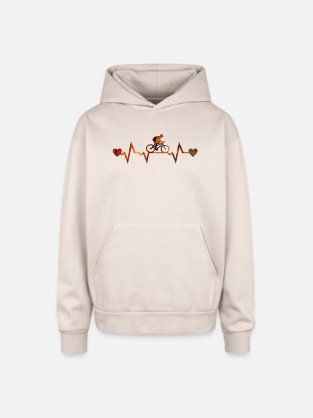 Pulse Ride Heartbeat Gradient - Oversized Hooded Sweatshirt - Sand