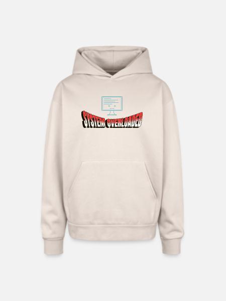 System Overloaded Graphic - Oversized Hooded Sweatshirt - Sand