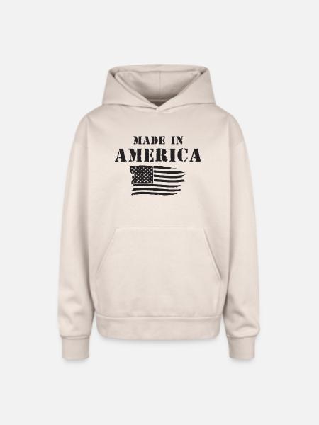 Made in America Flag - Oversized Hooded Sweatshirt - Sand