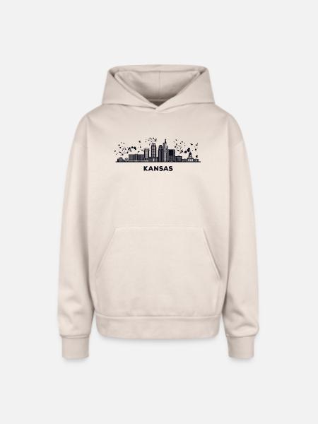 Kansans Skyline Cityscape Kansas - Oversized Hooded Sweatshirt - Sand