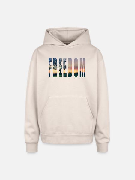 FREEDOM2 - Oversized Hooded Sweatshirt - Sand