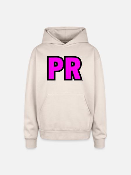 PR Initials Block Logo - Oversized Hooded Sweatshirt - Sand