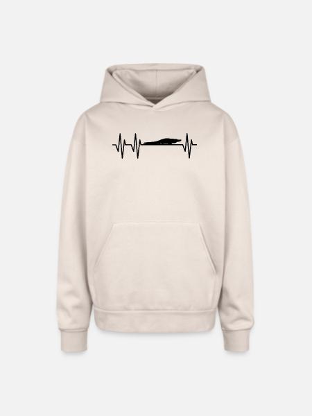 Alligator Heartbeat - Oversized Hooded Sweatshirt - Sand