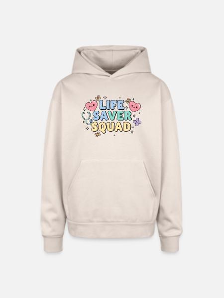 Life Saver Squad - Oversized Hooded Sweatshirt - Sand