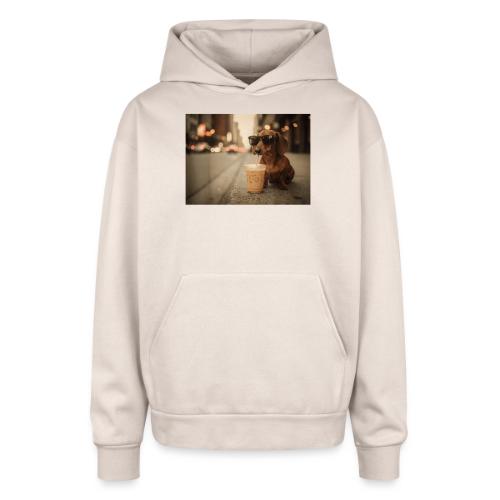 Funny Dachshund Iced Coffee Lover Tee - Oversized Hooded Sweatshirt